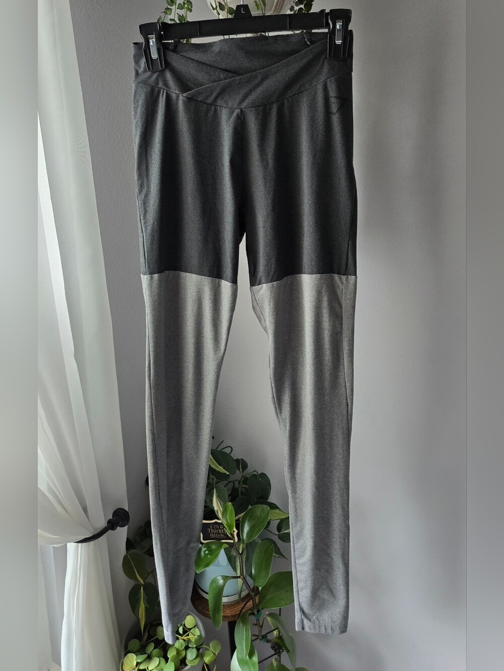 Gymshark Two-Tone Crossover Waist Colorblock Leggings Grey Size Small